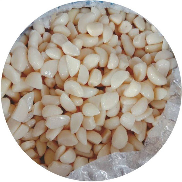 Normal white garlic in salted water in drum